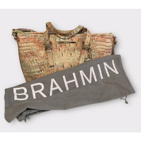 Brahmin Asher Mini Seashell Shoulder Tote Retire‎ Quiet Luxury Old Money Leather - Picture 10 of 12